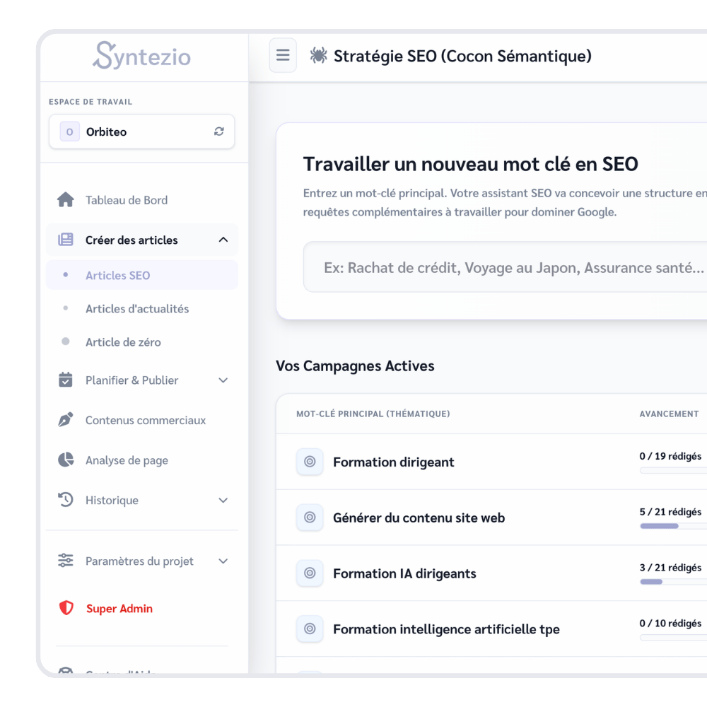 syntezio strategie cocons seo
