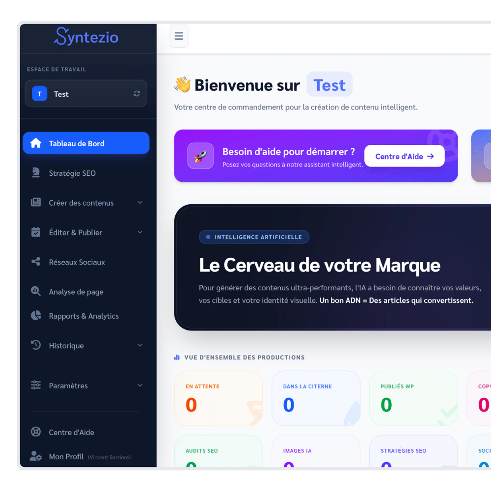 syntezio application dashboard